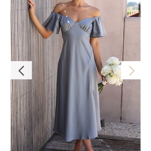 Billy J Blue Satin Midi Dress - Never Worn! - Picture 4 of 6